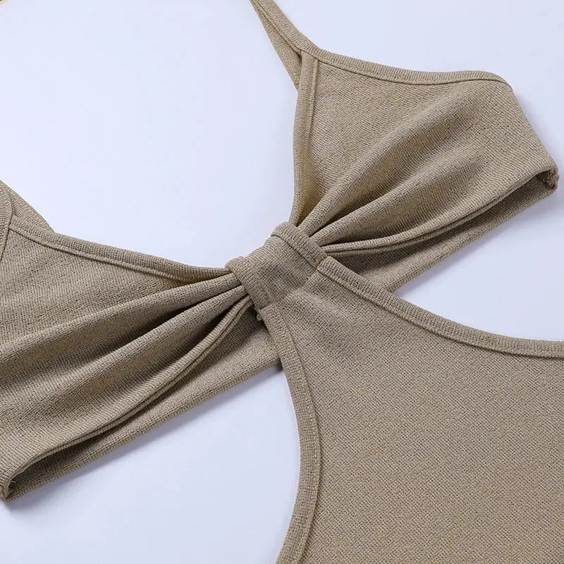 Knitted Maxi Dresses for Women Summer 2021 Elegant Sexy Cut Out Backless Bodycon nowadaysfashion