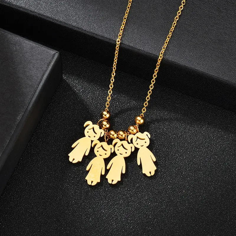 Personalized Boy Girl Kids Pendant Necklace Women Child Engraved Name Date Family Jewelry nowadaysfashion