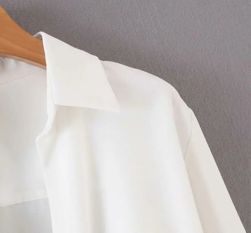 mini dress summer long sleeves women irregularity pleated vocation style loose white shirtdress nowadaysfashion