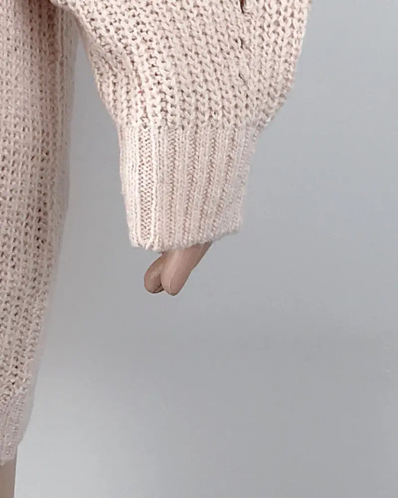 Women Turtleneck Oversized Knitted Dress Solid Long Sleeve Casual Elegant Mini Sweater Dress Plus Size nowadaysfashion