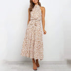 Summer Long Dress Polka Dot Casual Dresses Black Sexy Halter Strapless Sundress Vacation nowadaysfashion