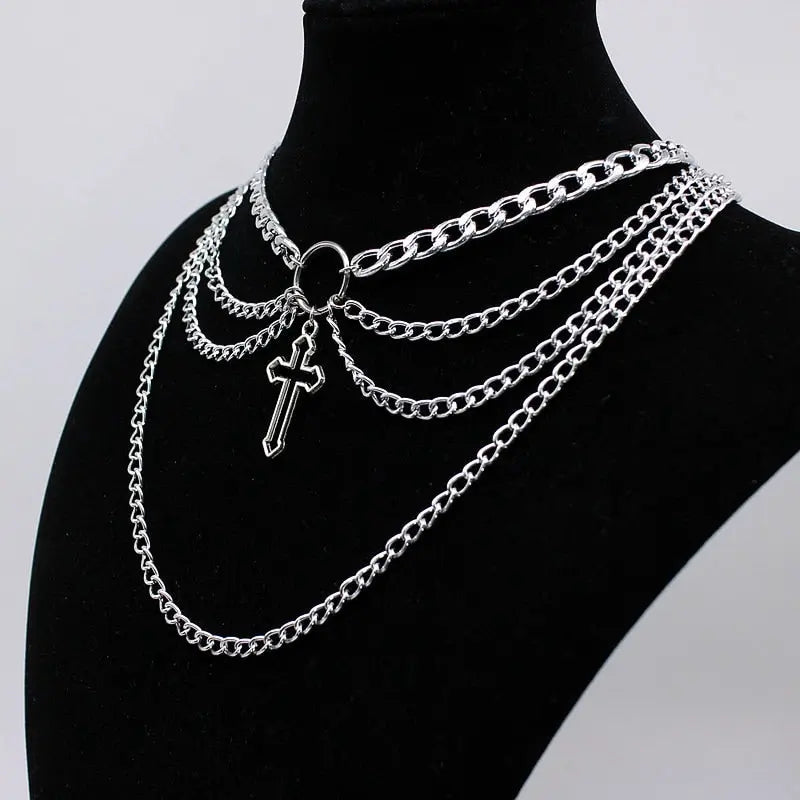Goth Streetwear Necklaces Grunge Cross Pendants Neck Chain Indie Jewelry nowadaysfashion