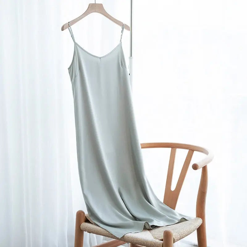 Women'S Dress Summer Spaghetti Satin Long Party Dresses For New Year 2022 Midi Robe Plus Size nowadaysfashion
