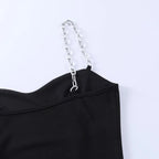 Women's Dresses Chain Strapless Sleeveless Solid Basic Split Knee-Length Bodycon 2022 nowadaysfashion