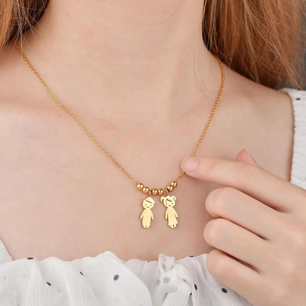 Personalized Boy Girl Kids Pendant Necklace Women Child Engraved Name Date Family Jewelry nowadaysfashion