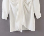 mini dress summer long sleeves women irregularity pleated vocation style loose white shirtdress nowadaysfashion