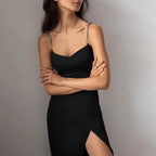 Women's Dresses Chain Strapless Sleeveless Solid Basic Split Knee-Length Bodycon 2022 nowadaysfashion