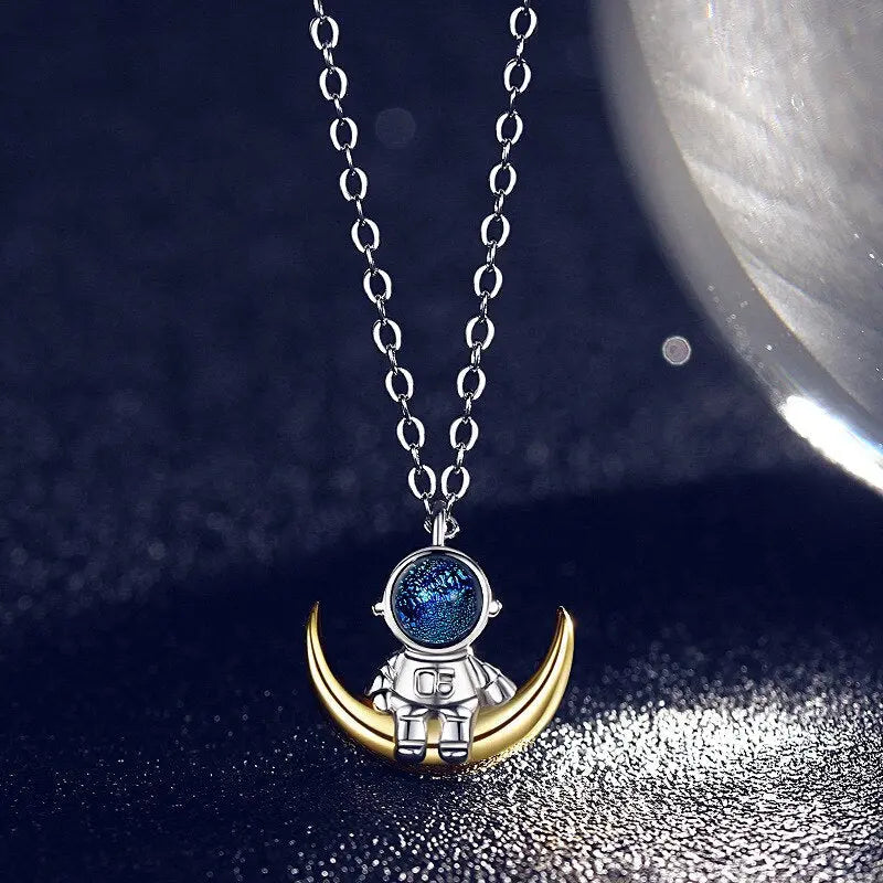 Spaceman Moon Couples Necklace Milky Way Space Pendant Necklaces Jewelry nowadaysfashion