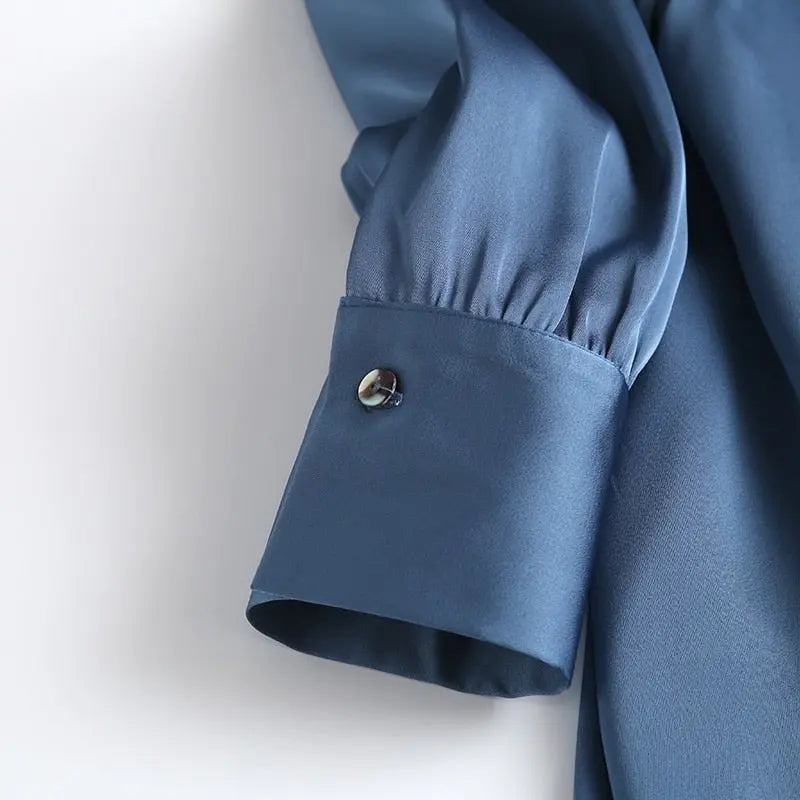 Autumn Fashion Women Elegant Satin Dress Long Sleeve Office Ladies Midi Dress nowadaysfashion