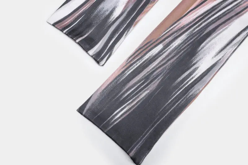 tie dye print women midi dress long sleeve bodycon sexy bandage bodycon nowadaysfashion