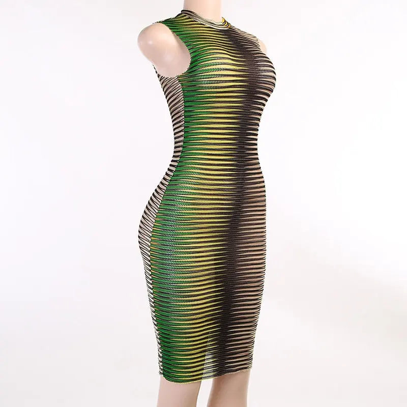Tassel Diamonds Party Dress Women Spaghetti Straps Backless Split Bodycon nowadaysfashion