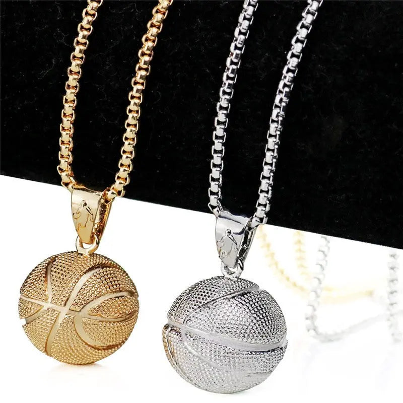Basketball Necklace Choker Gold Silver Color Ball Shaped Pendant Sports Hip Hop Punk Jewelry nowadaysfashion