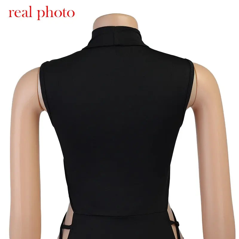 Elegant Black Sleeveless Bandage Dress for Women Club Party Backless Tank Dresses nowadaysfashion