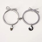 2Pcs/ Set Cartoon Magnetic Couple Bracelets with Moon Robots Pendant nowadaysfashion
