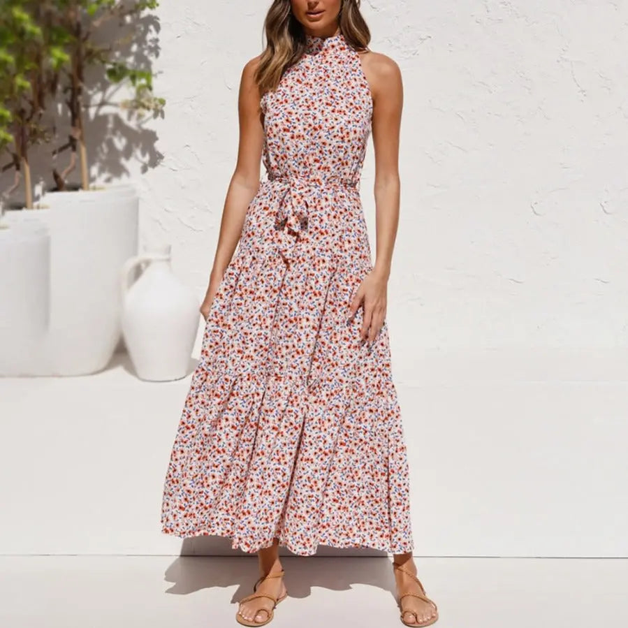 Summer Long Dress Polka Dot Casual Dresses Black Sexy Halter Strapless Sundress Vacation nowadaysfashion