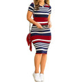 Women Pack Hip Pencil Dress Bodycon Summer Robe Female Striped Vestidos Women Elegant Dress nowadaysfashion