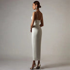 Summer Women White Bodycon Bandage Long Dresses Sexy V Neck Spaghetti Strap Evening nowadaysfashion