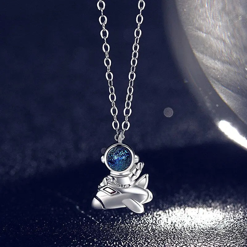 Spaceman Moon Couples Necklace Milky Way Space Pendant Necklaces Jewelry nowadaysfashion