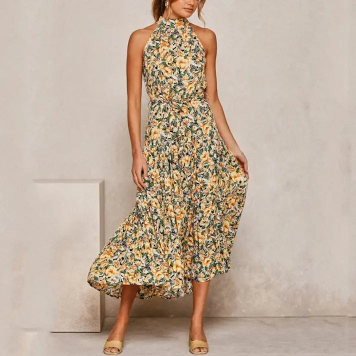 Summer Long Dress Polka Dot Casual Dresses Black Sexy Halter Strapless Sundress Vacation nowadaysfashion