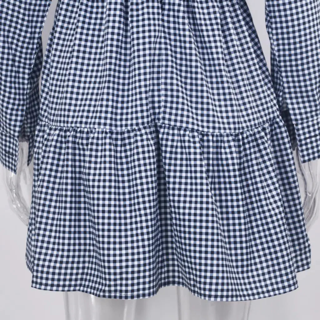 Long Sleeve Mini Shirt Dress For Women White 2022 Spring PU Leather Patchwork Plaid Dresses nowadaysfashion