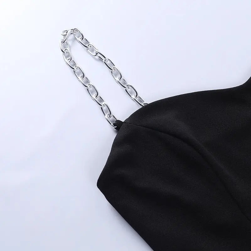 Women's Dresses Chain Strapless Sleeveless Solid Basic Split Knee-Length Bodycon 2022 nowadaysfashion