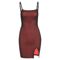 Mesh Double Layer Sexy Skinny Dress Women Sleeveless Party Bodycon 2022 Bandage Elastic Split Slim Outfit nowadaysfashion