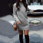 Woman Sweatshirt Dress Hoodies Autumn Sports Casual Long Sleeve Split Sweatshirt Hooded Dress nowadaysfashion