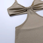 Knitted Maxi Dresses for Women Summer 2021 Elegant Sexy Cut Out Backless Bodycon nowadaysfashion