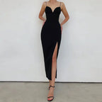 Summer Women White Bodycon Bandage Long Dresses Sexy V Neck Spaghetti Strap Evening nowadaysfashion