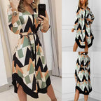 Spring Summer Lady Cover Up Women's Shirt Dress Wave Print Long Sleeve V-Neck Casual Dress Plus Size nowadaysfashion