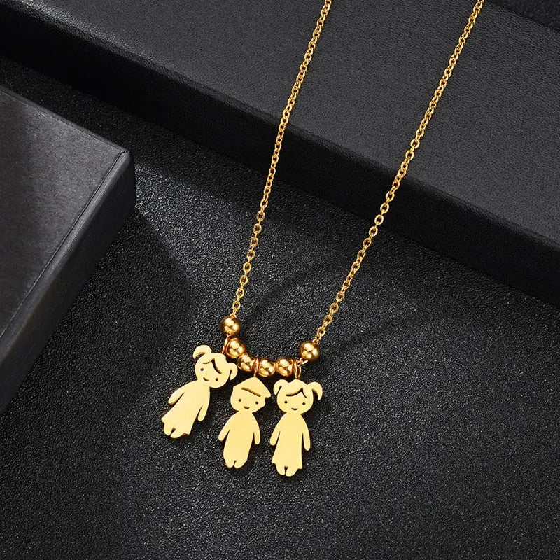 Personalized Boy Girl Kids Pendant Necklace Women Child Engraved Name Date Family Jewelry nowadaysfashion