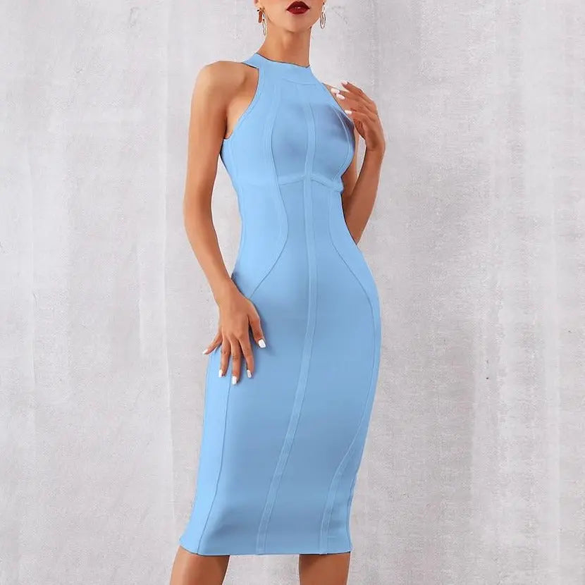 2022 New Summer White Women Bodycon Bandage Dress Elegant Tank Sexy Sleeveless Dresses nowadaysfashion
