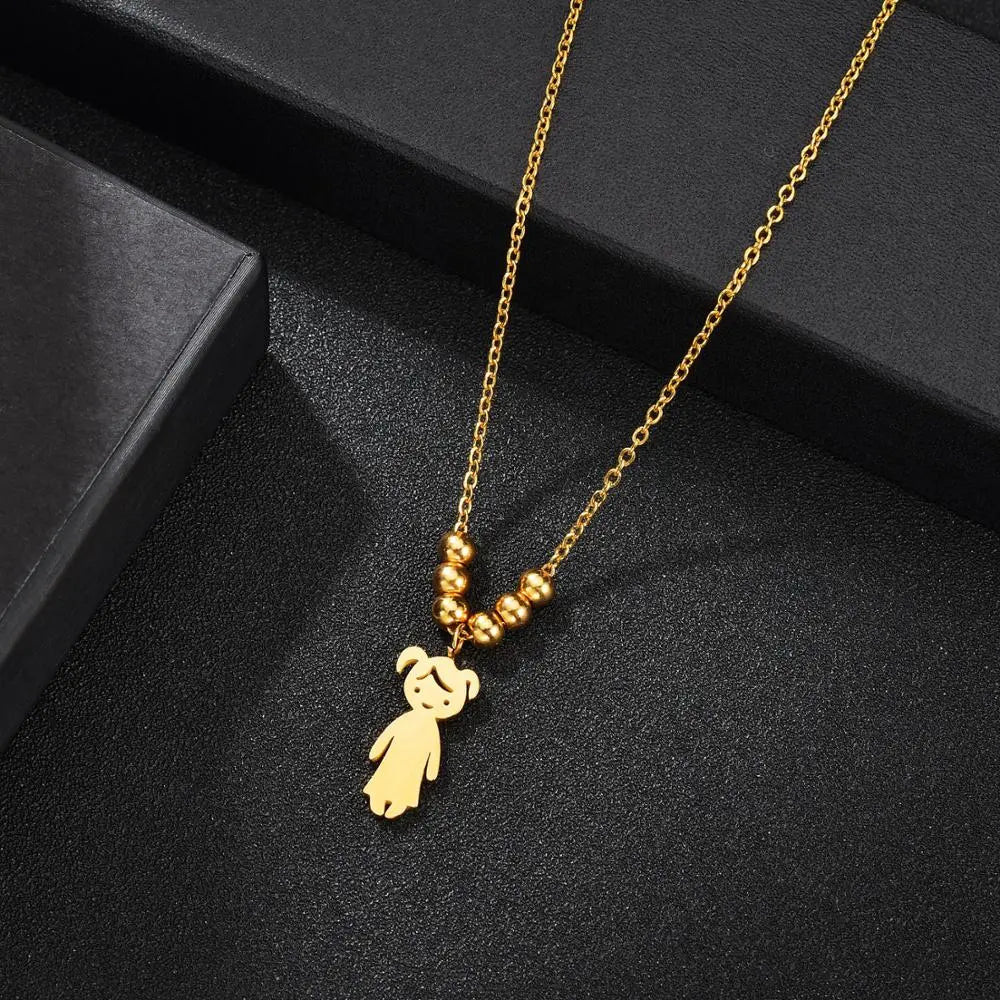 Personalized Boy Girl Kids Pendant Necklace Women Child Engraved Name Date Family Jewelry nowadaysfashion