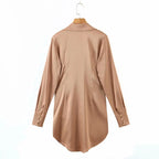 mini dress summer long sleeves women irregularity pleated vocation style loose white shirtdress nowadaysfashion