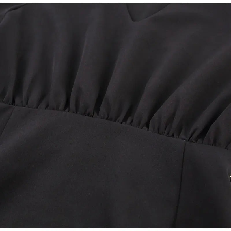black short sleeve summer women dress 2022 Sexy V-neck solid High Street dress A-line mini Vestido nowadaysfashion