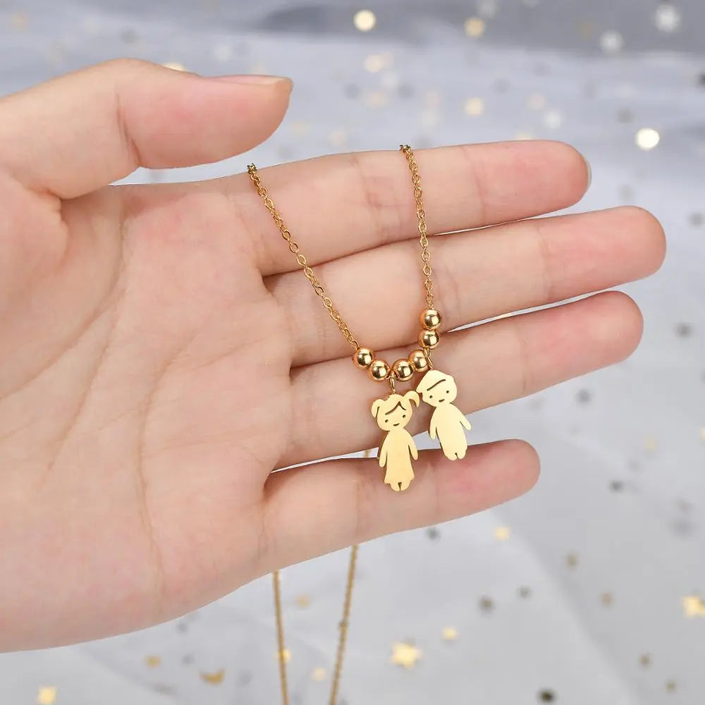 Personalized Boy Girl Kids Pendant Necklace Women Child Engraved Name Date Family Jewelry nowadaysfashion