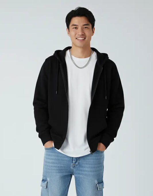 Men's heavyweight fleece zip hoodie by SpectraUSA, featuring a cozy, durable design with a full front zipper and comfortable fit.
