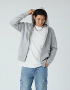 Men's heavyweight fleece zip hoodie in heather grey by SpectraUSA, featuring a comfortable fit and front zipper closure.