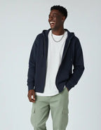 Men's navy fleece heavyweight zip hoodie by SpectraUSA, featuring a full front zipper and comfortable fleece material.