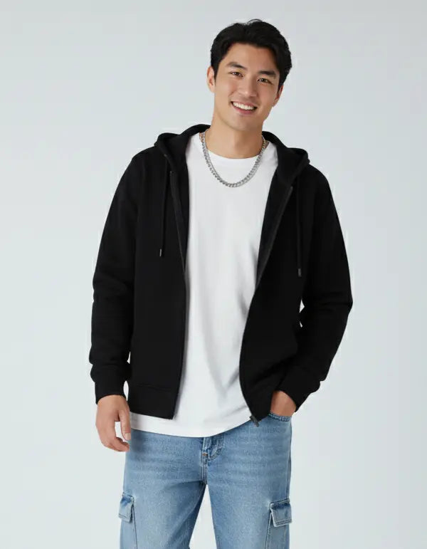 Men's heavyweight fleece zip hoodie by SpectraUSA, featuring a comfortable fit and full front zipper, perfect for cold weather.