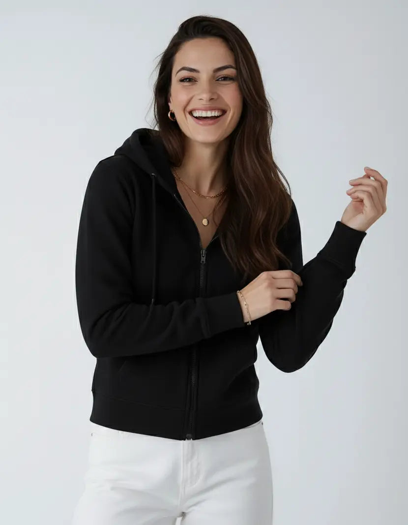Women's heavyweight fleece zip hoodie by SpectraUSA featuring a front zipper and cozy design, perfect for casual wear.