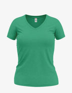 Wonder V-Neck women's top by SpectraUSA in Kelly Heather color, front view showing soft fabric and V-neck design.