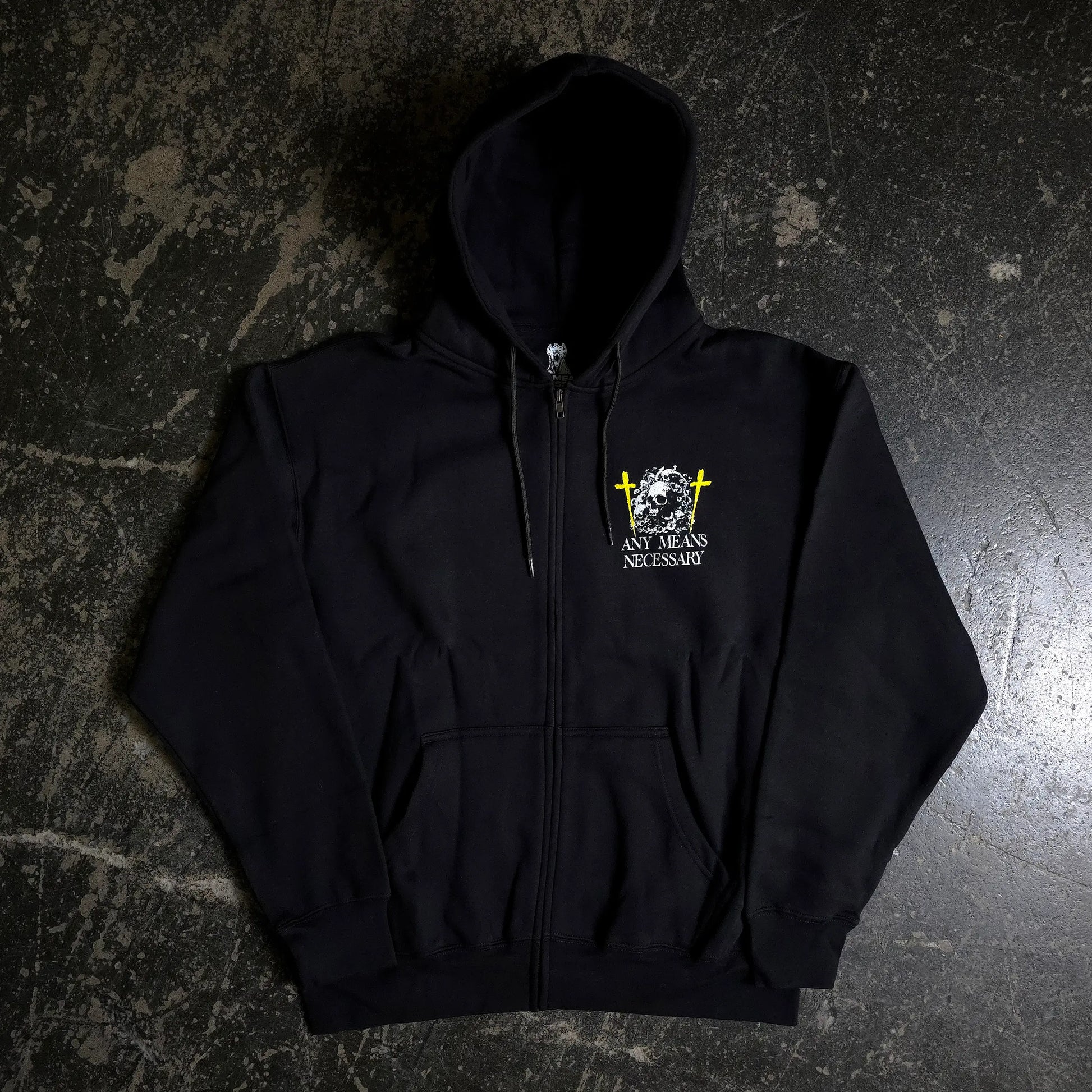 Let The Weak Burn Zip Up Hoodie Black Any Means Necessary Clothing