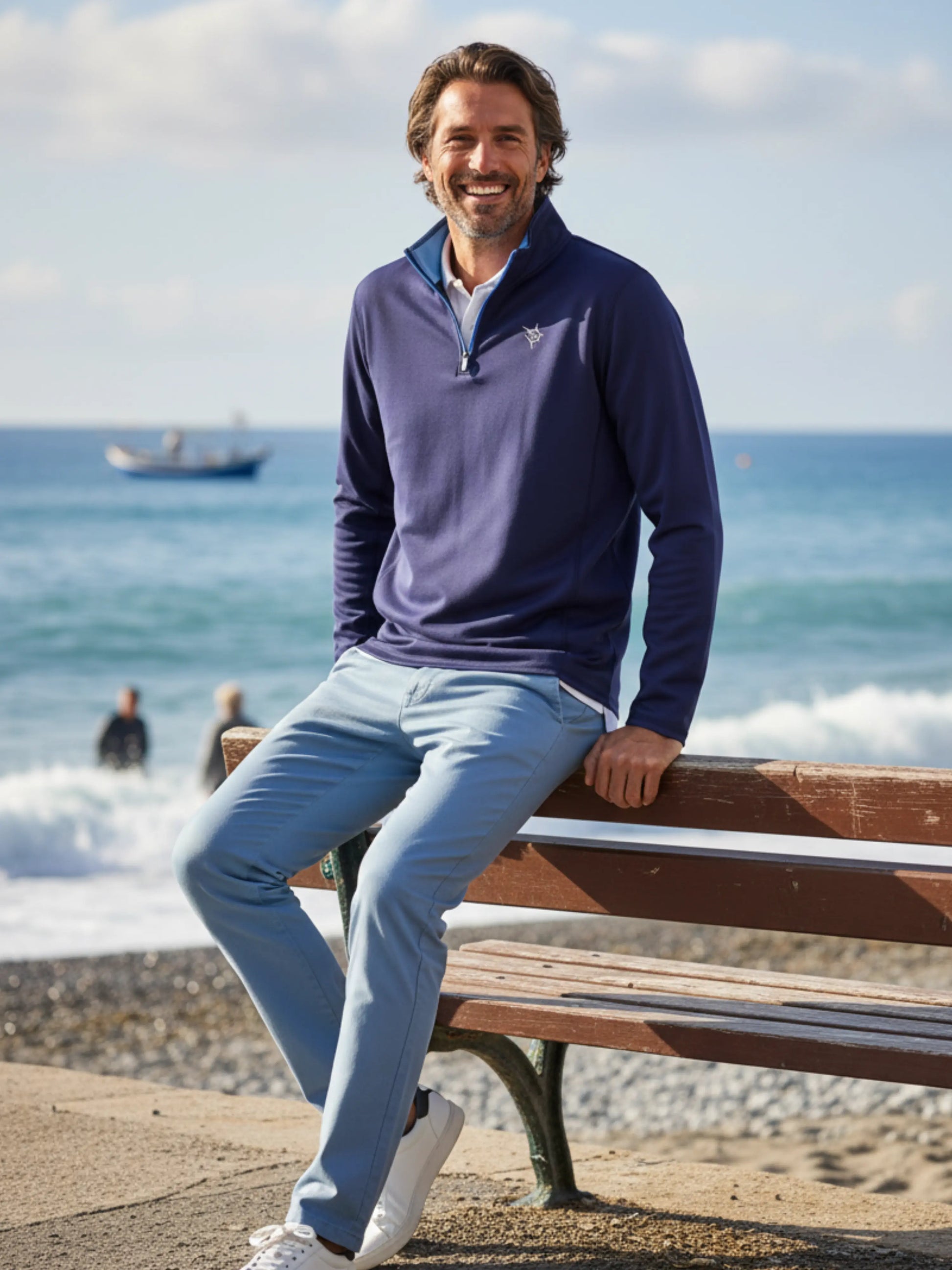 Montauk Quarter Zip Midweight Comfort White Water Life