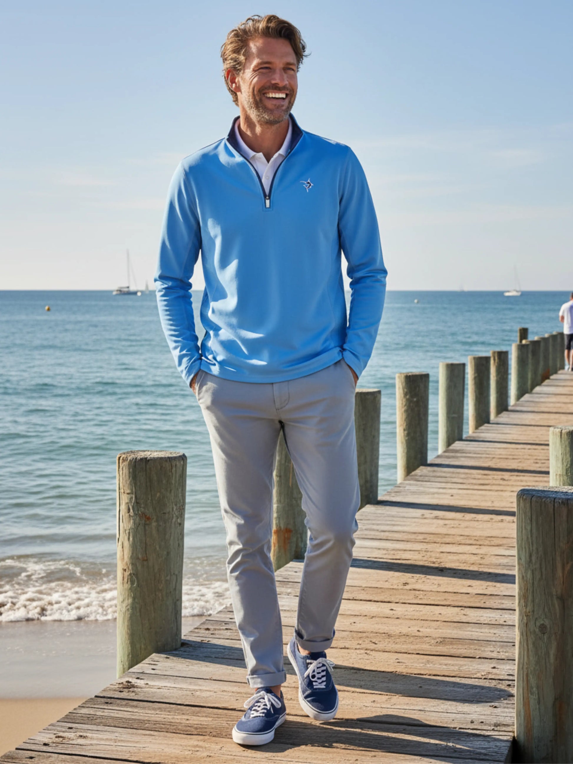 Montauk Quarter Zip Midweight Comfort White Water Life