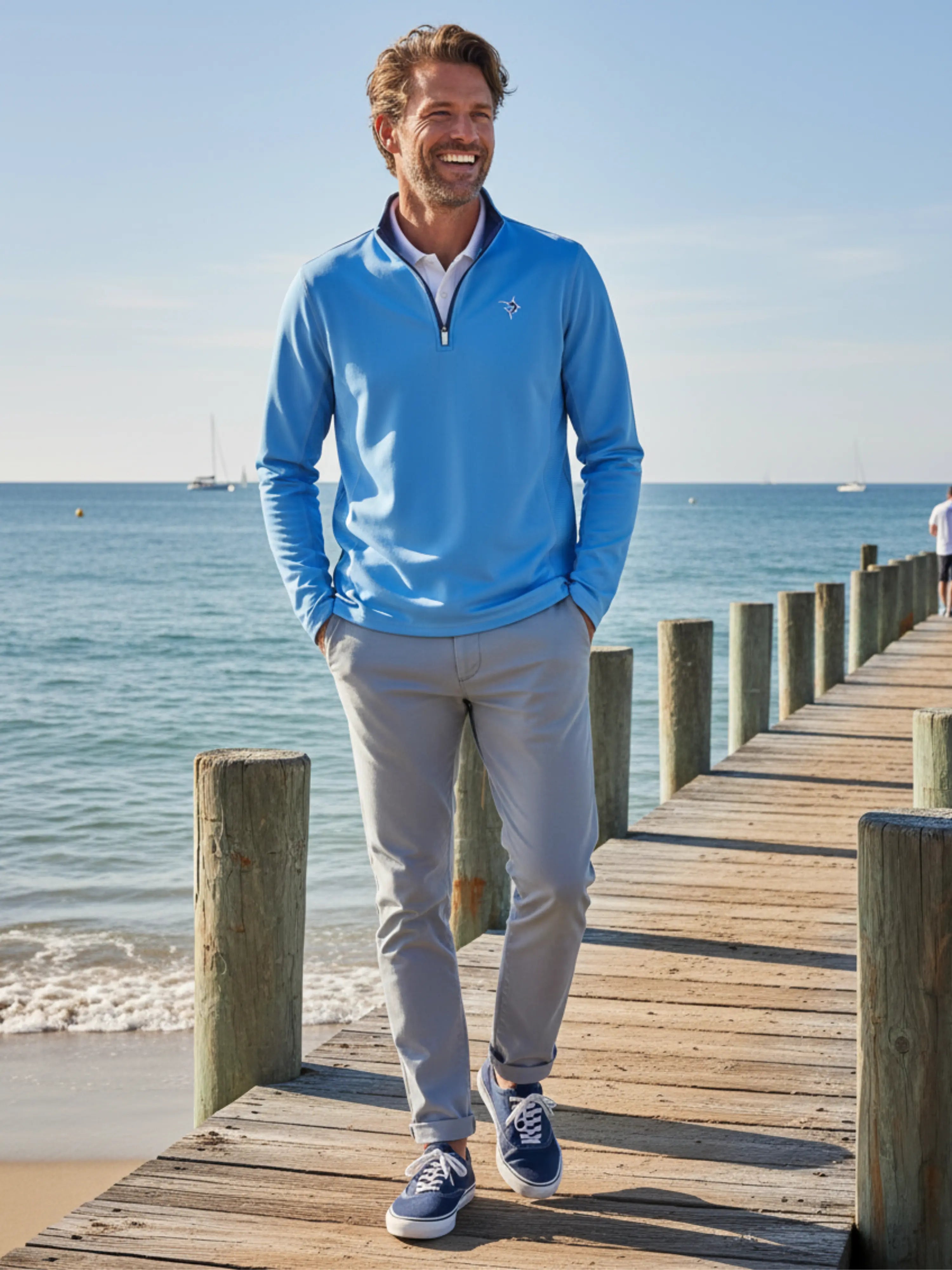 Montauk Quarter Zip Midweight Comfort White Water Life