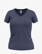 Navy-black heather Wonder V-Neck 8650 women's top by SpectraUSA, front view showing V-neckline and soft fabric texture.