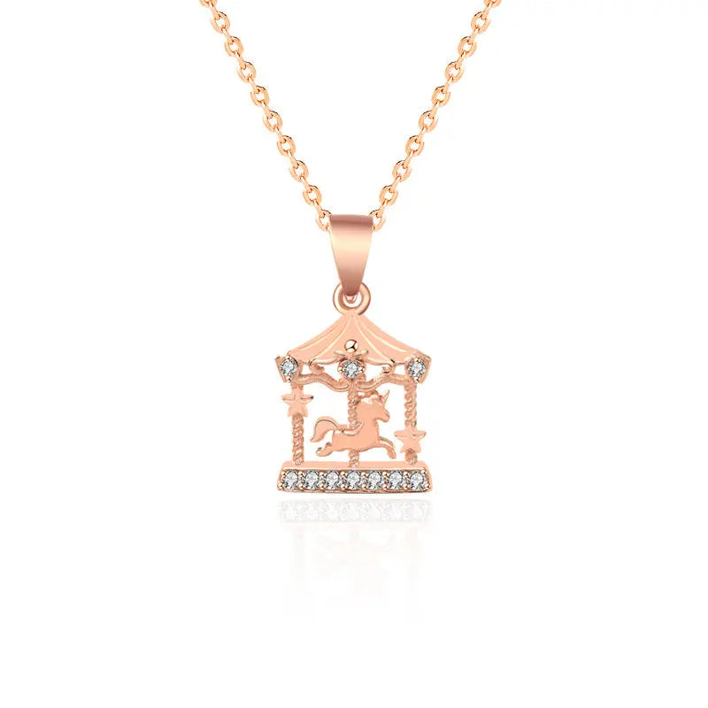 925 silver color gold necklace micro-set zircon accessories female carousel clavicle chain nowadaysfashion