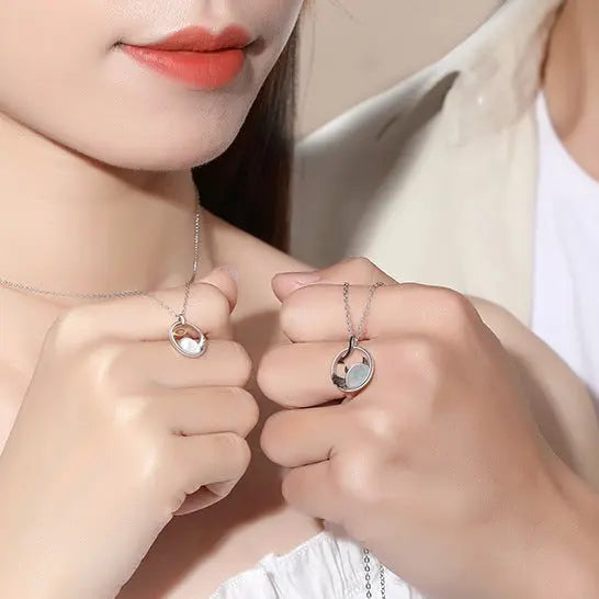 Pair of Devil and Angel matching Necklace Sterling Silver 2022 Cartoon Ring Hollow Couple Necklace Pendant nowadaysfashion