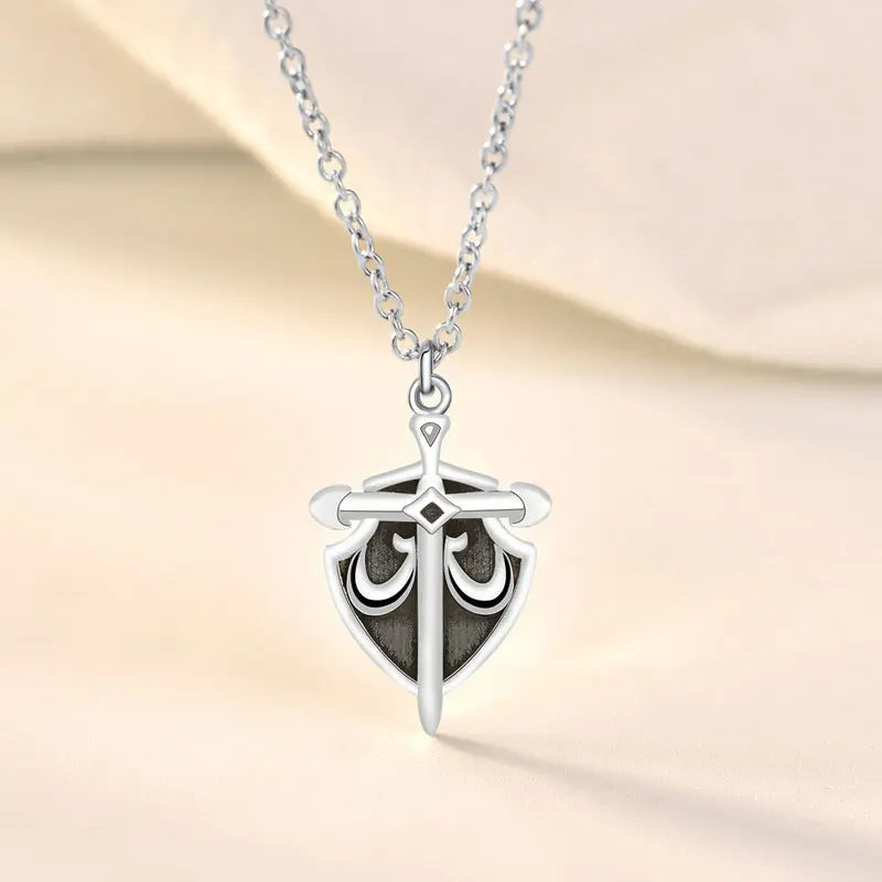 Vintage s925 Sterling Silver matching Necklace Princess and Knight Couple Necklace Valentine's Day Gift nowadaysfashion